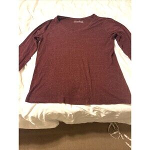 Women’s Eddie Bauer Long Sleeve V- Neck T Shirt In Maroon